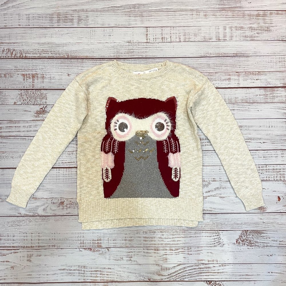 Justice Fuzzy Owl Sequin Sweater